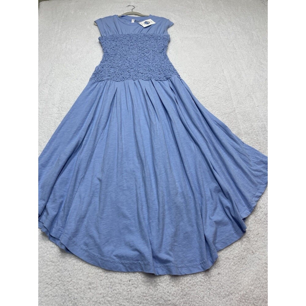 Anthropologie Daily Practice Midi Dress Blue Deep End Smocked Vacay Medium NWT - Picture 2 of 10